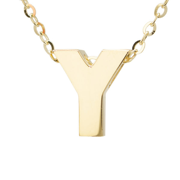 Yellow Gold Initial Gold Necklace (14k Yg Initial Y With Chain)