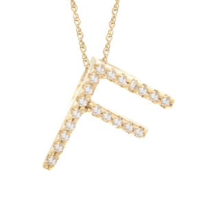 Yellow Gold Letter Single Micro Pave Diamond Necklace (Diamond "f" (Yg/With Chain) Initial)