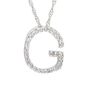 White Gold Initial Single Pave Diamond Pendant (Diamond "g" (Wg/With Chain))