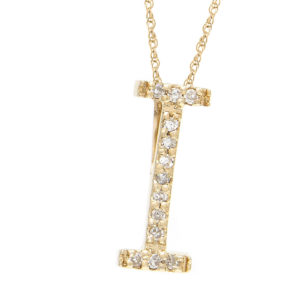 Yellow Gold Letter Single Micro Pave Diamond Necklace (Diamond "i" (Yg/With Chain) Initial)