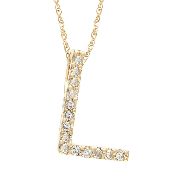 Yellow Gold Letter Single Micro Pave Diamond Necklace (Diamond "l" (Yg/With Chain) Initial)