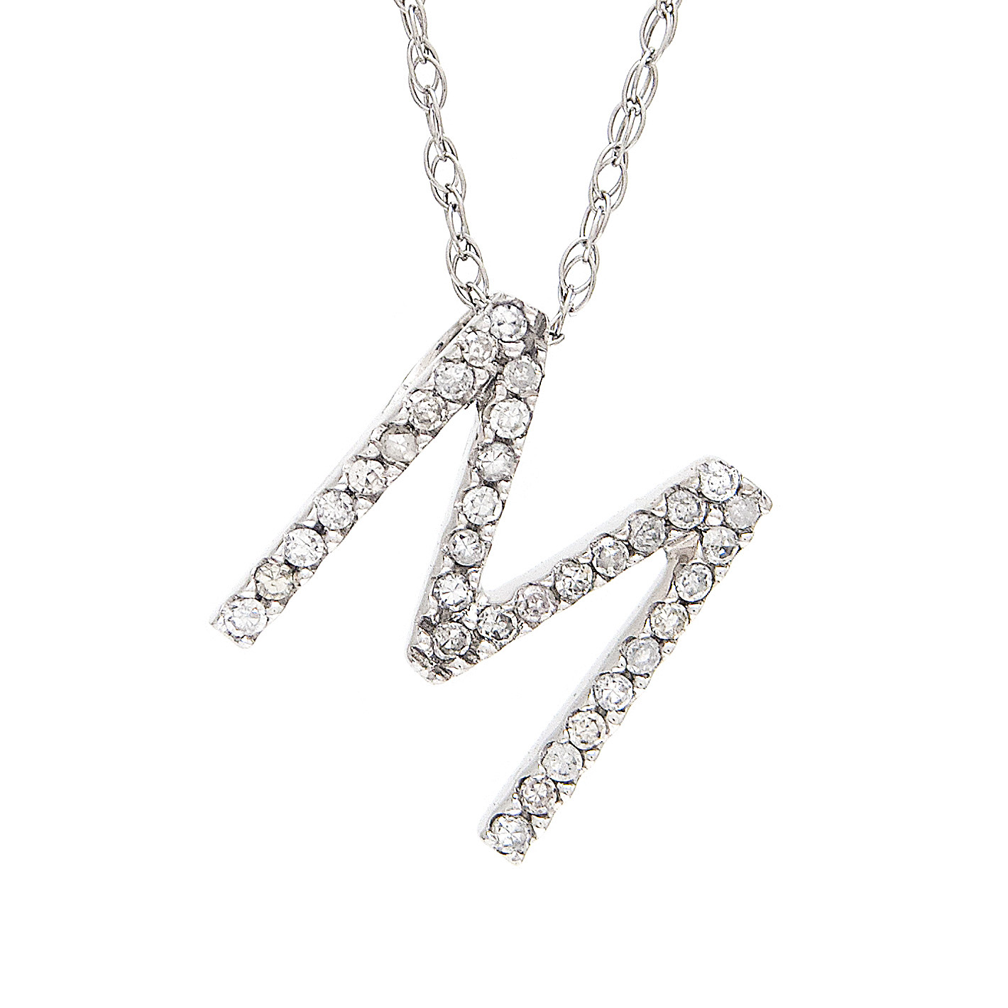 White Gold Diamond Covet Pave Intial Necklace