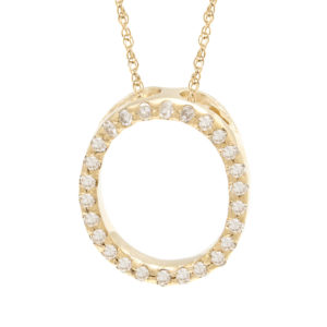 Yellow Gold Letter Single Micro Pave Diamond Necklace (Diamond "o" (Yg/With Chain) Initial)