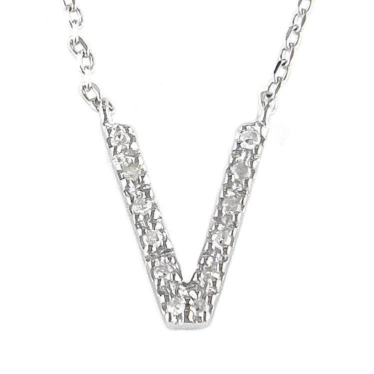 SILVER NECKLACE LETTER V