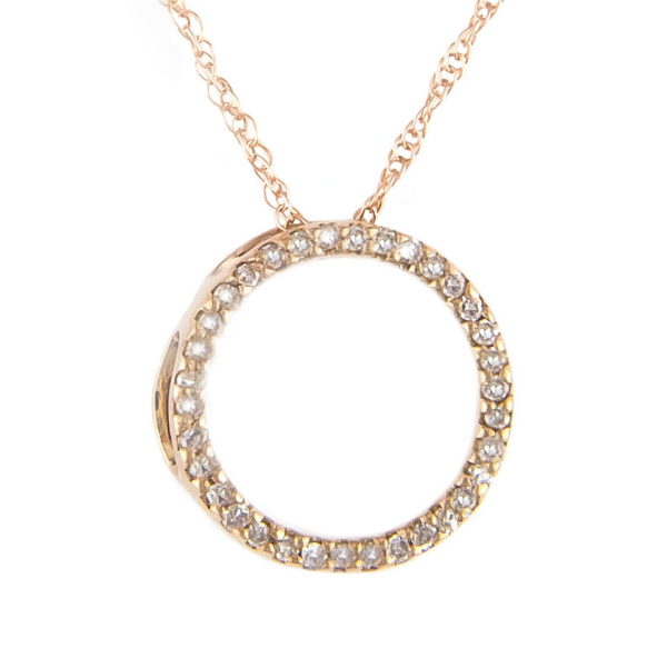 Rose Gold Circle Round Prong Diamond Pendant (Small Diamond Circle Rg)