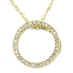 Yellow Gold Circle Single Prong Diamond Necklace (Small Diamond Circle (Yg/With Chain))