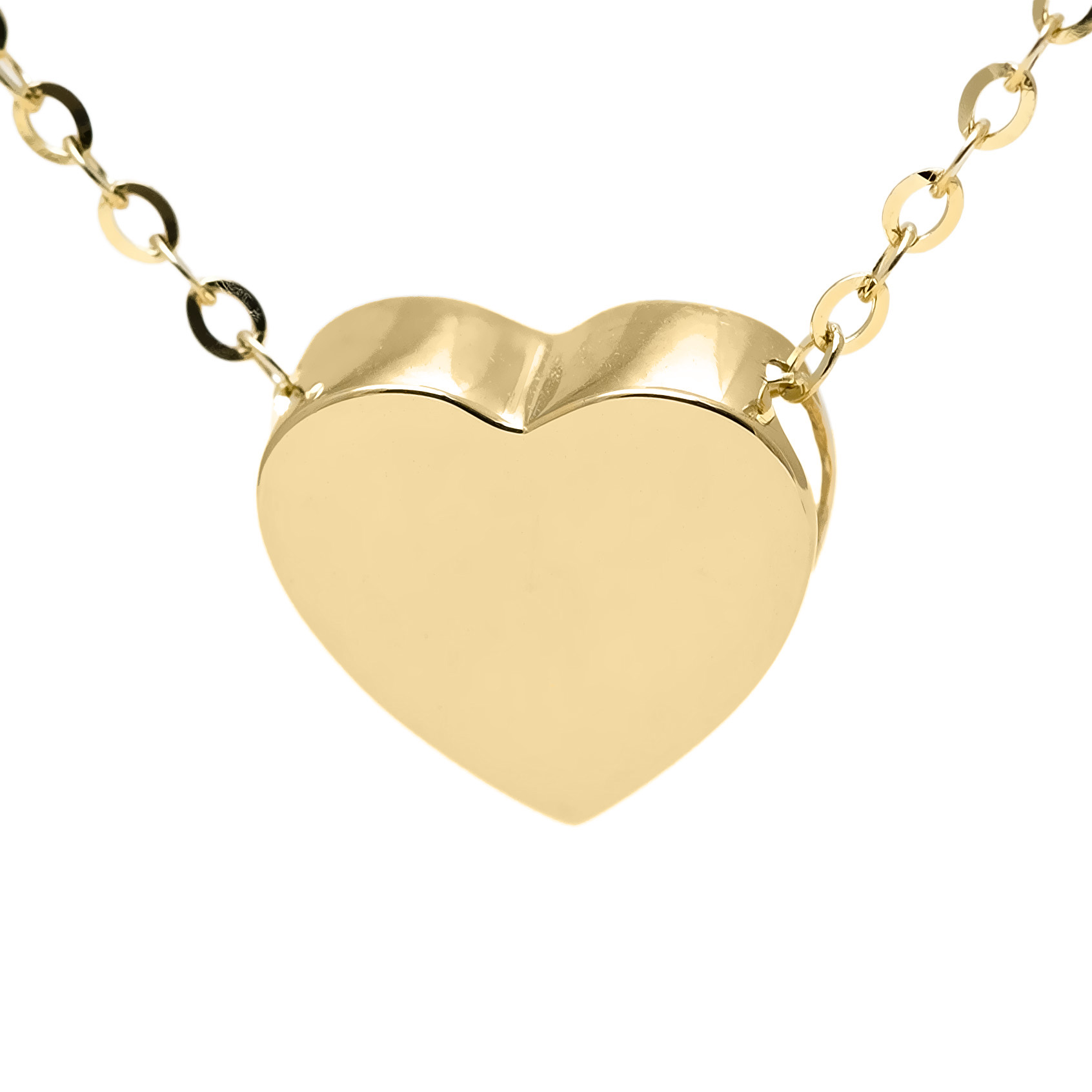 14K Gold Heart Necklace 14K White Gold / 16