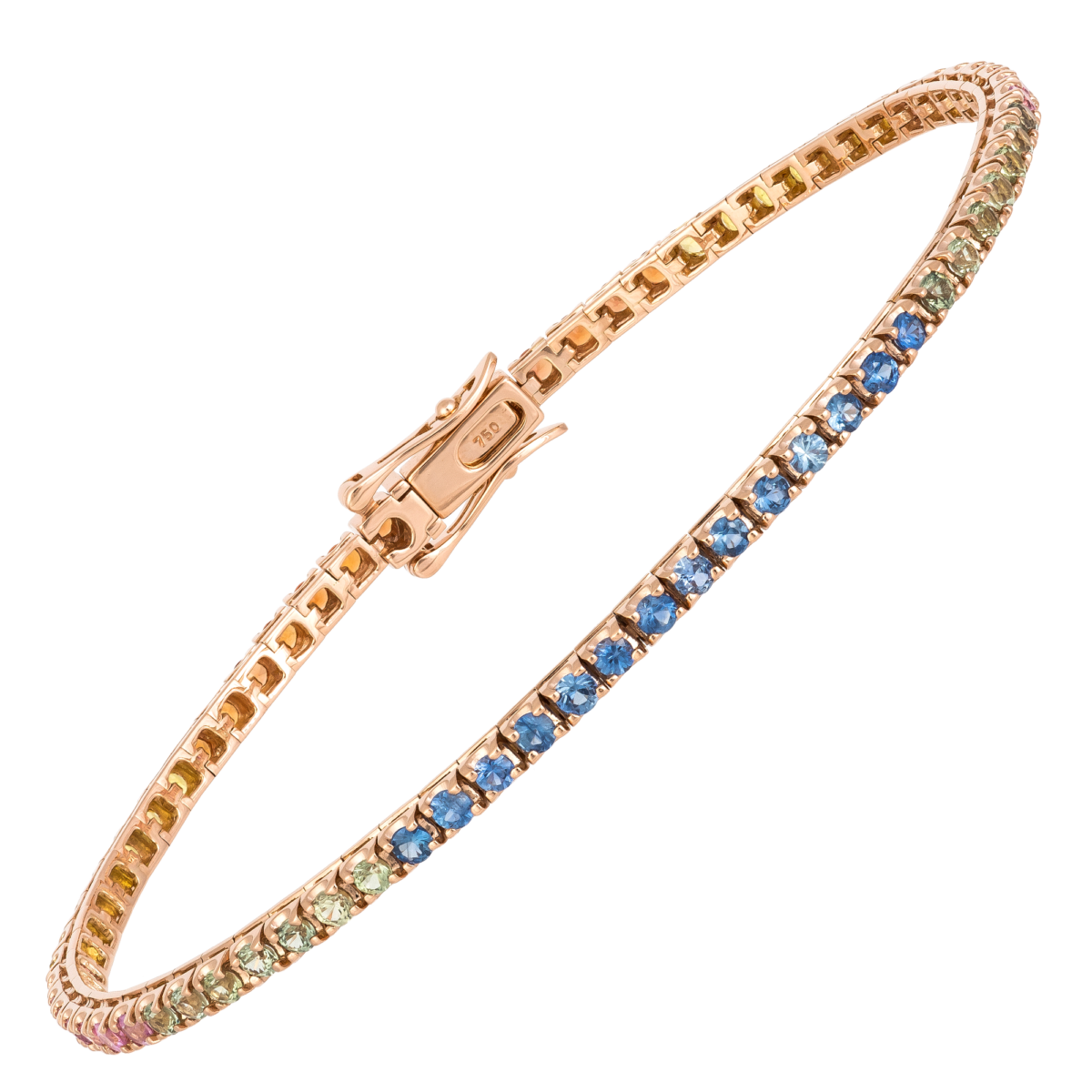 18kt rose gold multi color sapphire bangle