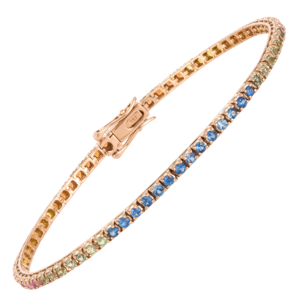 18kt rose gold multi color sapphire bangle