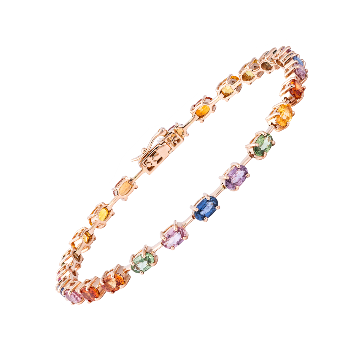 18kt rose gold multi color sapphire bracelet