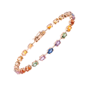 18kt rose gold multi color sapphire bracelet