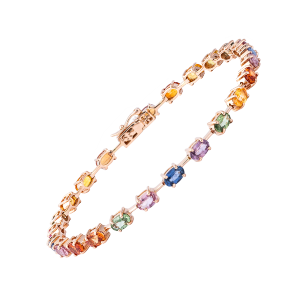 18kt rose gold multi color sapphire bracelet