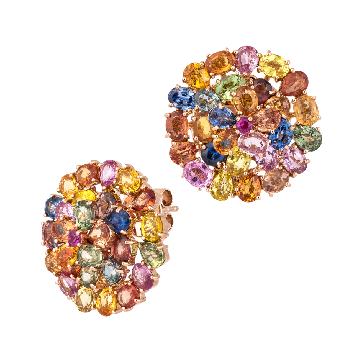 18kt rose gold with multi sapphire earrings