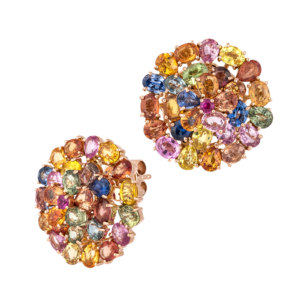 18kt rose gold with multi sapphire earrings