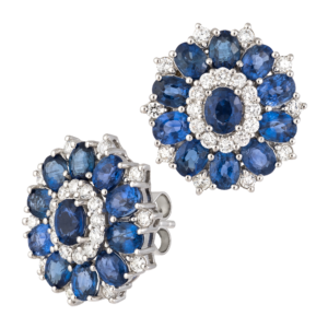 18kt white gold with diamond & sapphire earrings