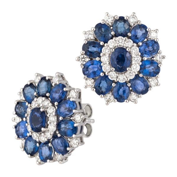 18kt white gold with diamond & sapphire earrings