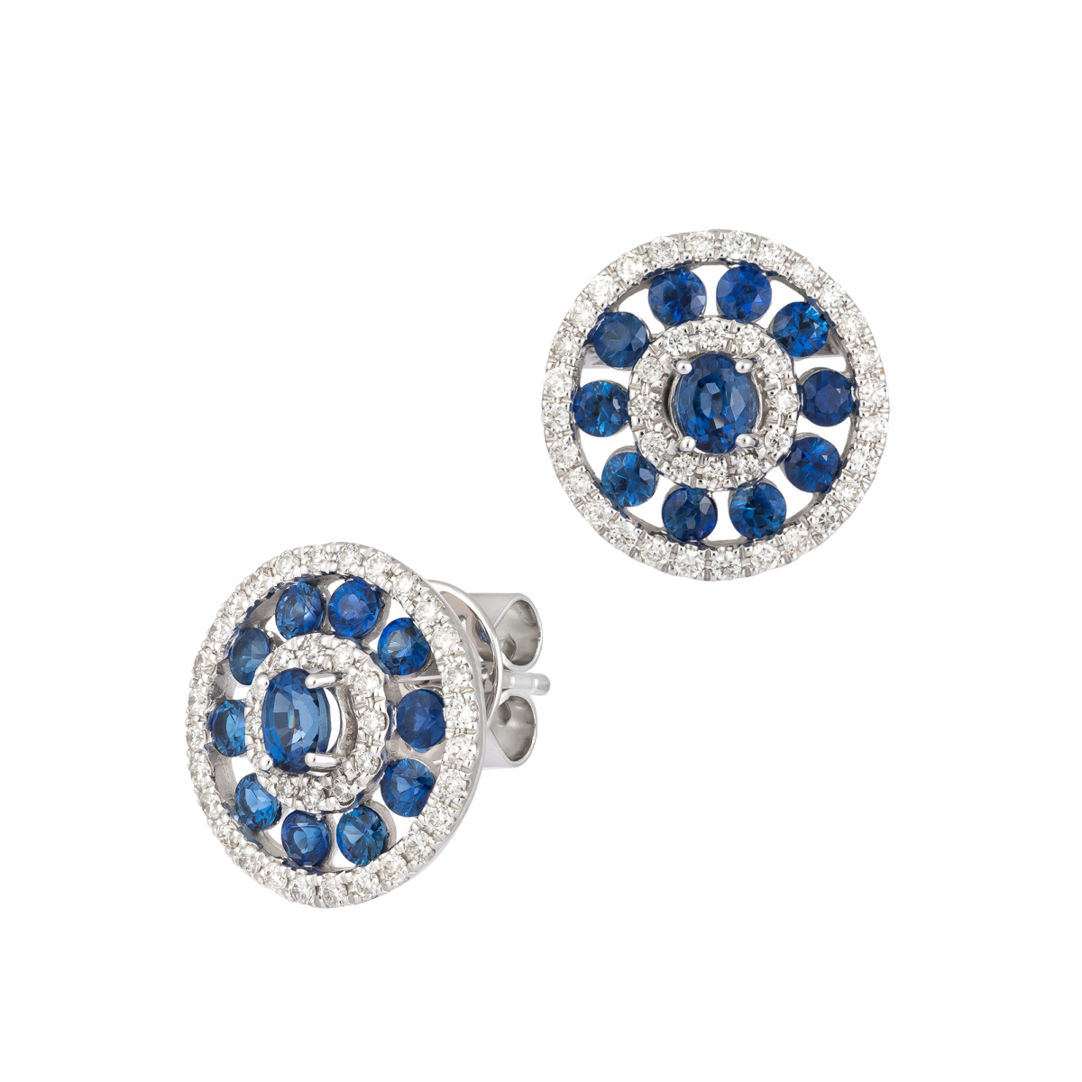 18kt whitw gold with diamond & sapphire earrings