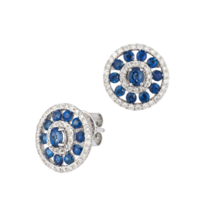 18kt whitw gold with diamond & sapphire earrings