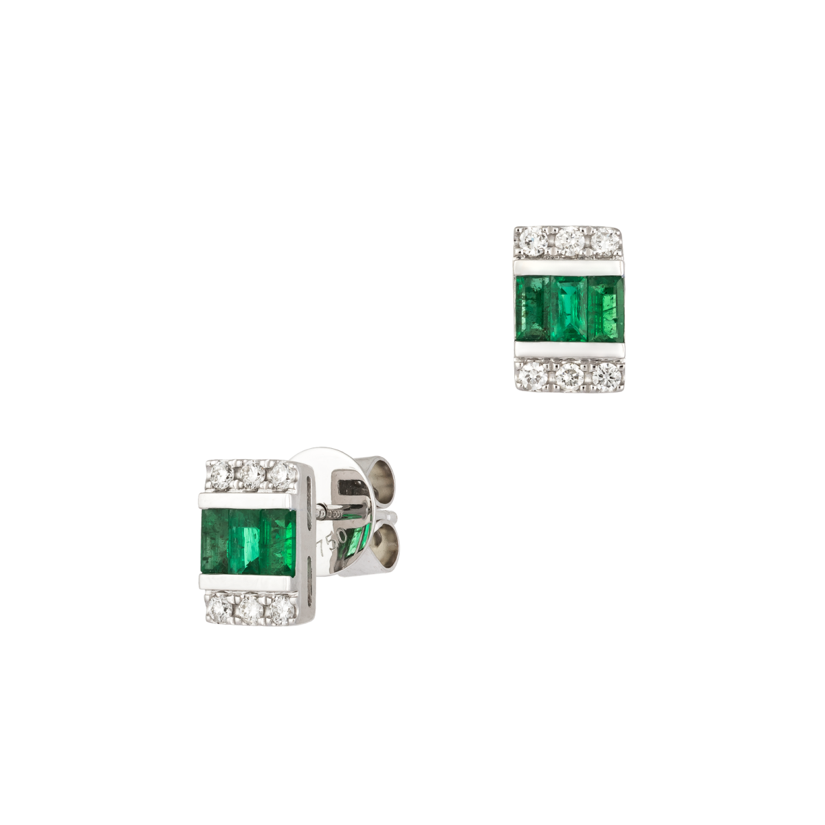 18kt white gold with diamond & emerald