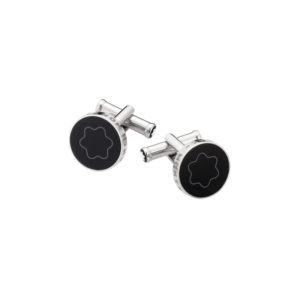 105889 — Montblanc Cuff Links Mast Round Blk Saphhire Glas