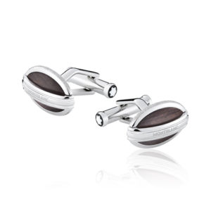 107898 — Montblanc Mb L Aubrac Steel Cufflink With Wodden Inlay