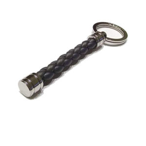 111303 — Montblanc Key Ring, Steel, Woven Bi-Colour Leather