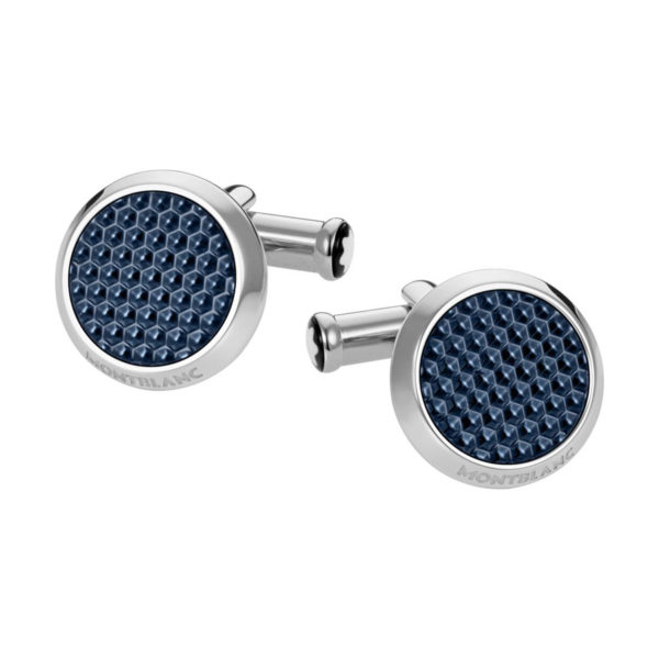 112904 — Montblanc Cuff Links,Steel,Blue Inlay,Meisterstück